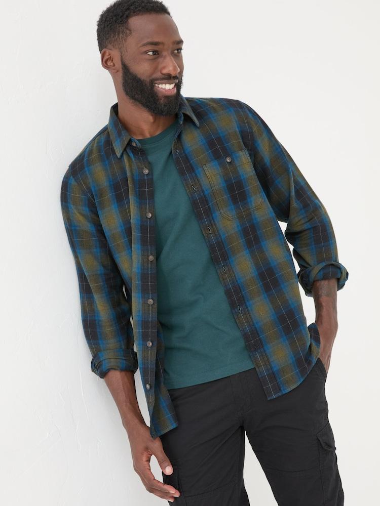 Fat Face Blue Long Sleeve Kent Check 100% Cotton Shirt