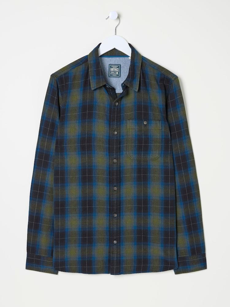 fat face Blue Long Sleeve Kent Check 100% Cotton Shirt