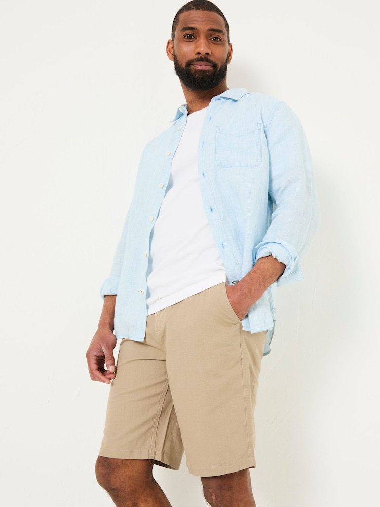 Fat Face Blue Long Sleeve Linen Stripe 100% Linen Shirt