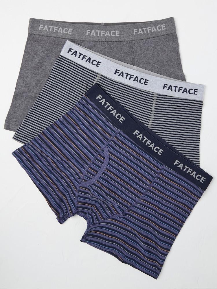 Fat Face Blue Seagrove Stripe Classic Boxers 3 Pack