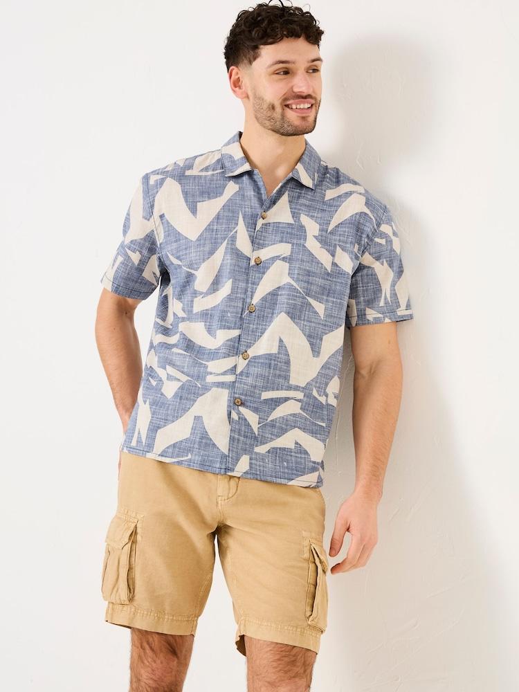 Fat Face Blue Short Sleeve Relaxed Fit Art Print Shirt