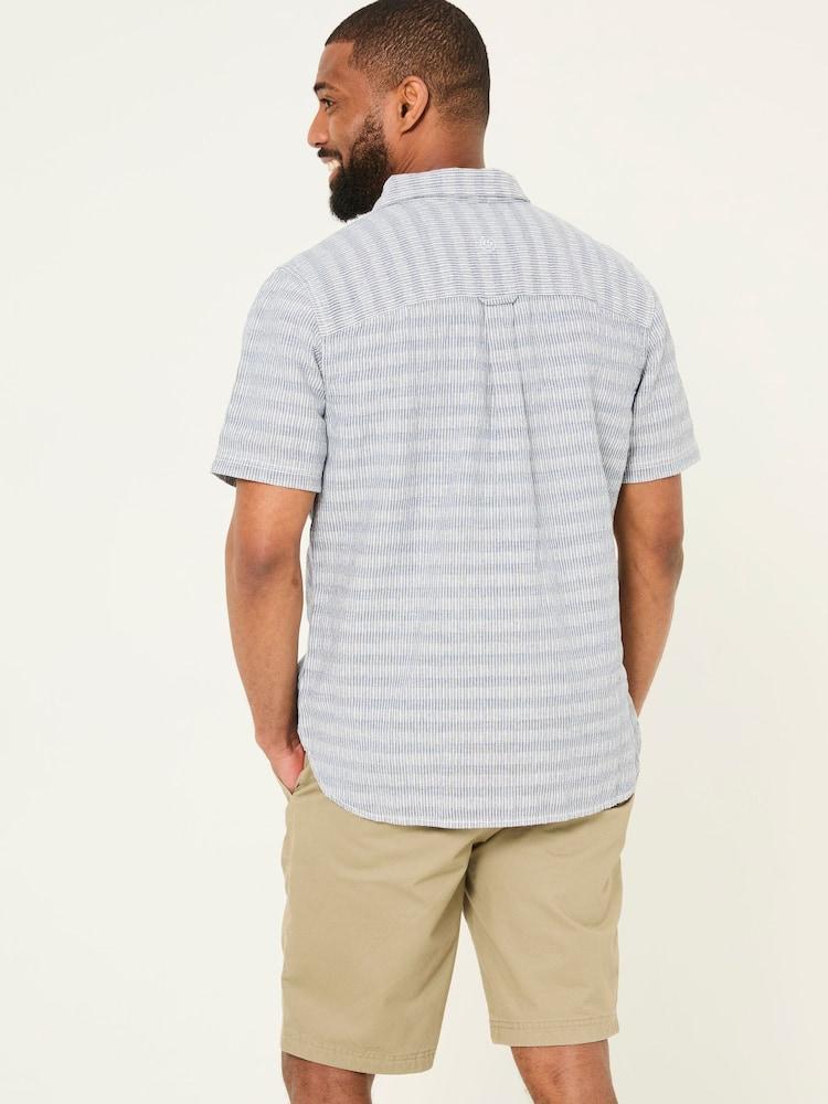 Fat Face Blue Short Sleeve Semi Plain Textured Shirt