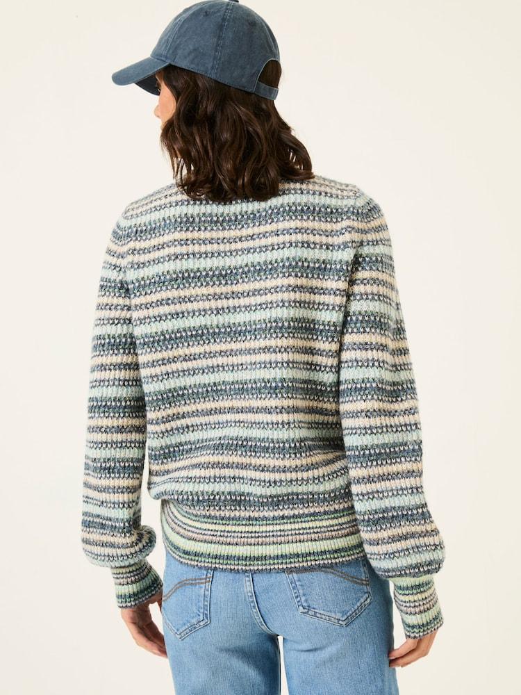 Fat Face Blue Soraya Stripe Knitted Crew Neck Jumper