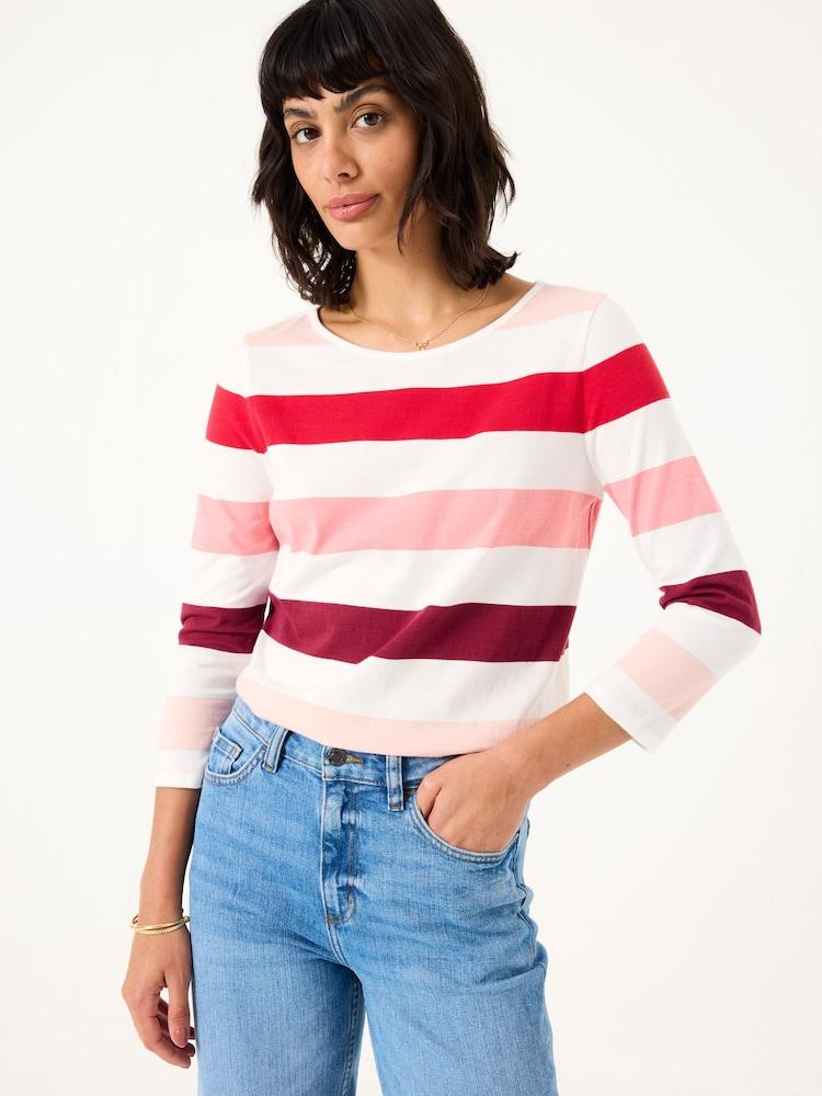 Fat Face Breton Pink 100% Cotton Long Sleeve Summer Top