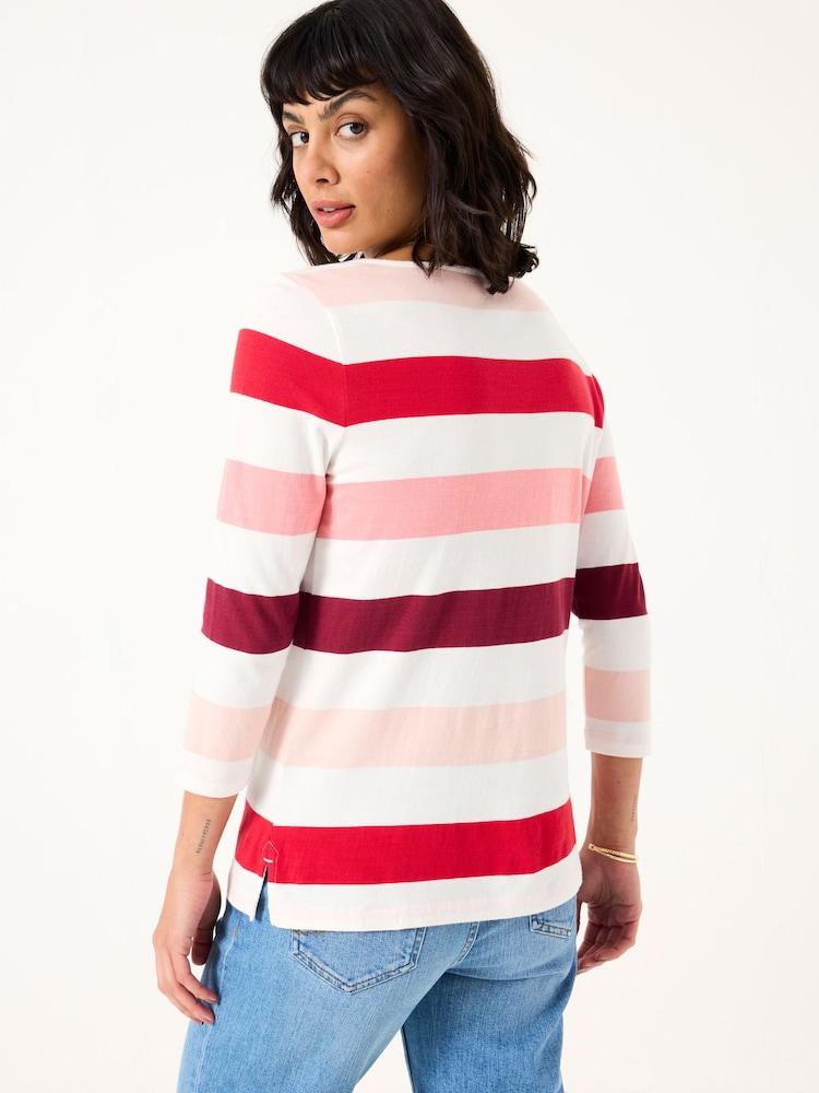 Fat Face Breton Pink 100% Cotton Long Sleeve Summer Top