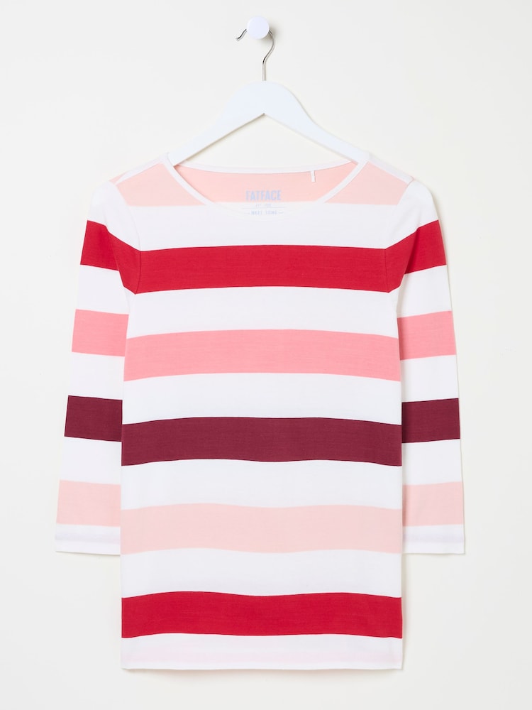 fat face Breton Pink 100% Cotton Long Sleeve Summer Top