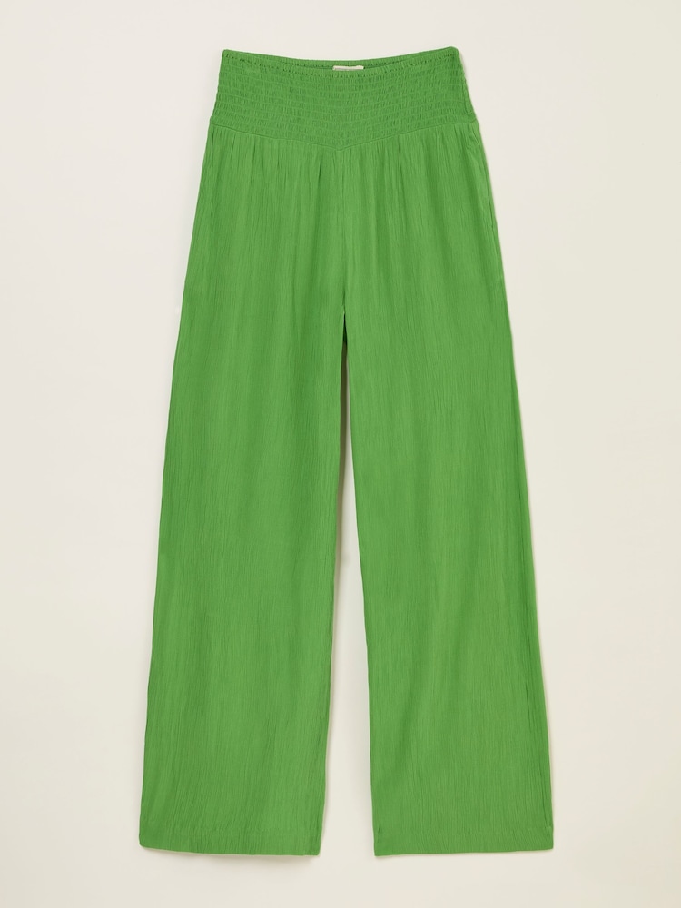 fat face Bright Green Shirred Palazzo Wide Leg Trousers