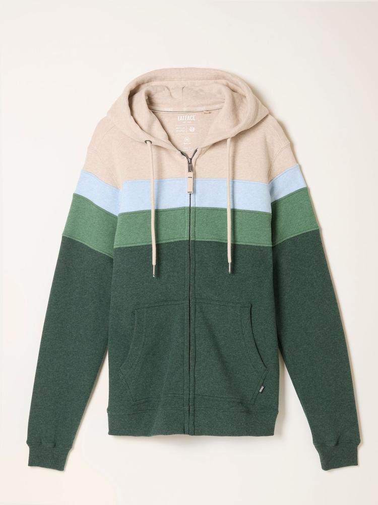 fat face Brooke Green Cut And Sew Zip Through Hoody
