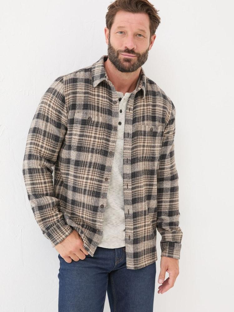 Fat Face Brown Long Sleeve Upton Check 100% Cotton Shirt