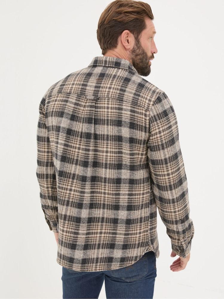 Fat Face Brown Long Sleeve Upton Check 100% Cotton Shirt