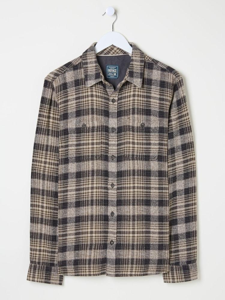fat face Brown Long Sleeve Upton Check 100% Cotton Shirt
