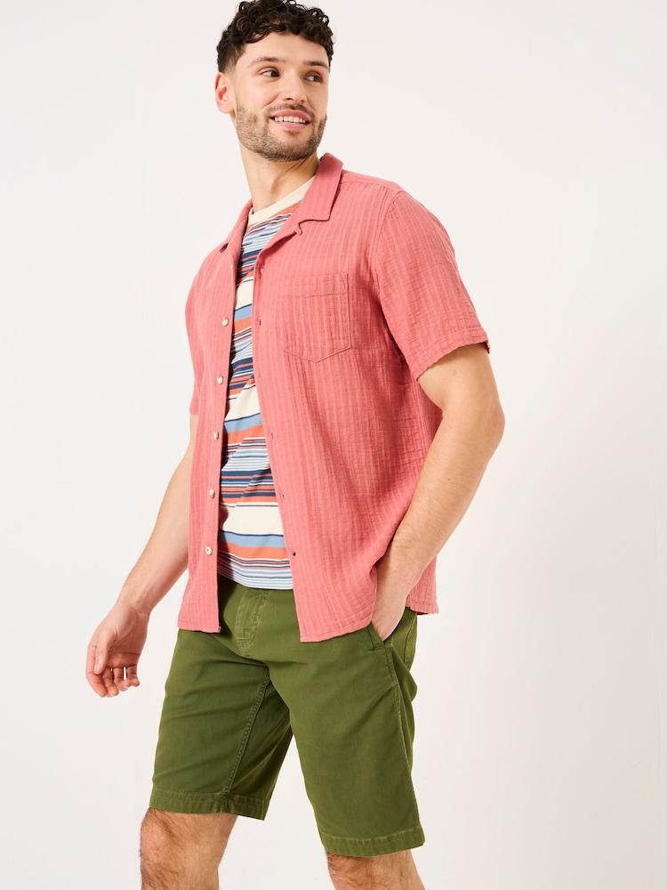 Fat Face Bugle Terracotta Short Sleeve Linen Cotton Shirt