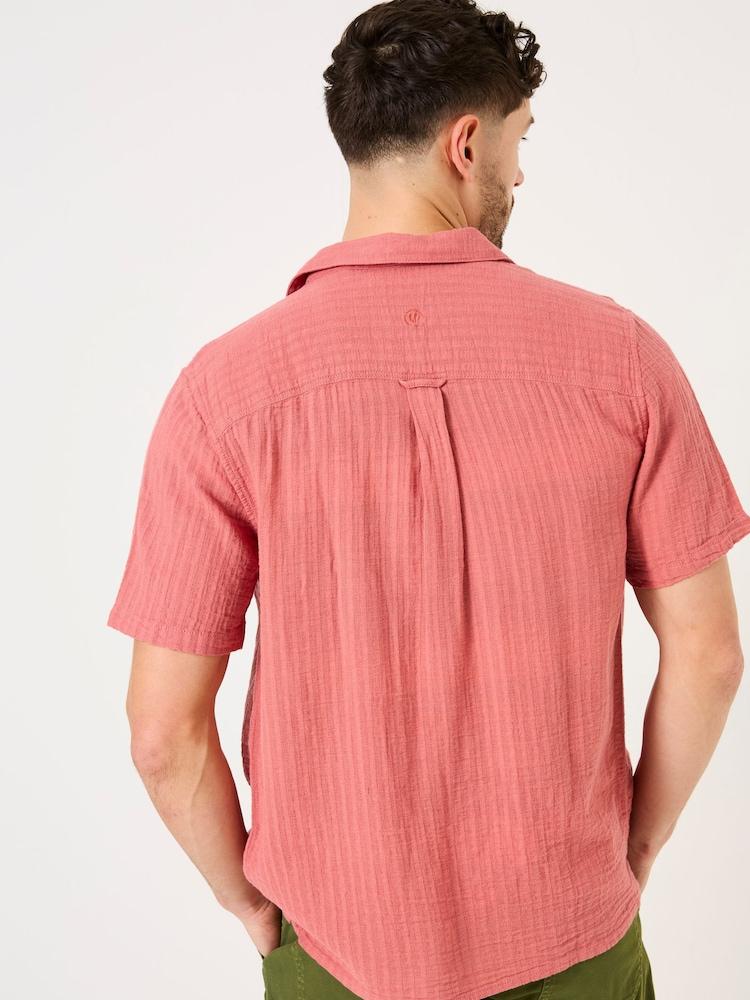 Fat Face Bugle Terracotta Short Sleeve Linen Cotton Shirt