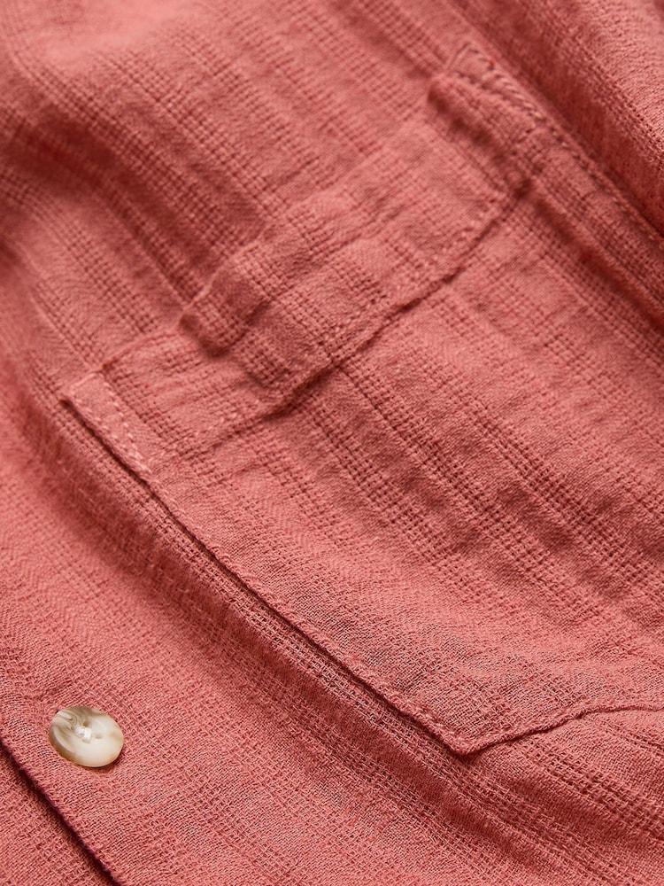 fat face Bugle Terracotta Short Sleeve Linen Cotton Shirt