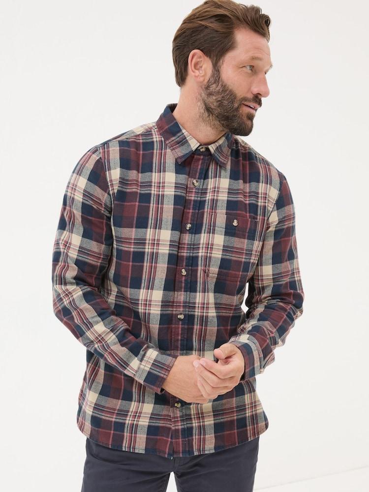 Fat Face Burgundy Red Long Sleeve Amble Check 100% Cotton Shirt