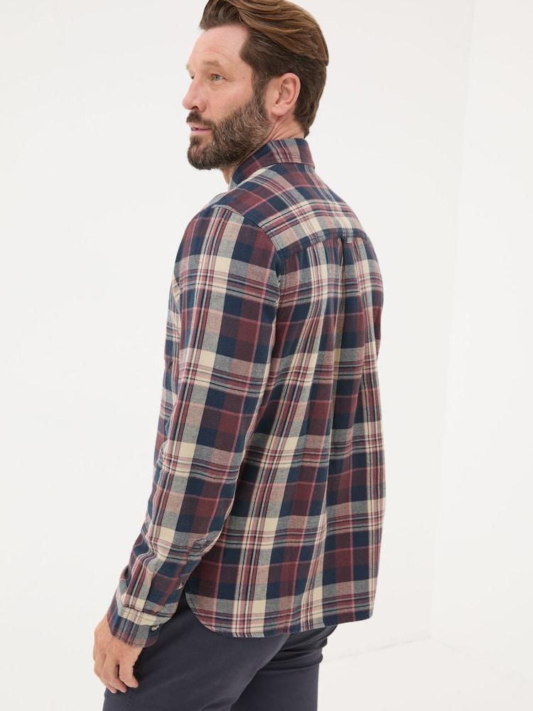 Fat Face Burgundy Red Long Sleeve Amble Check 100% Cotton Shirt