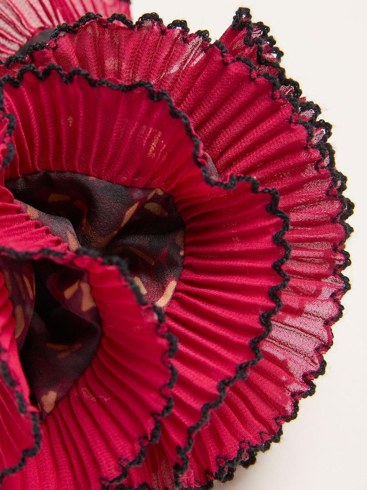 Fat Face Burgundy Red Sketchy Texture Printed Scrunchie