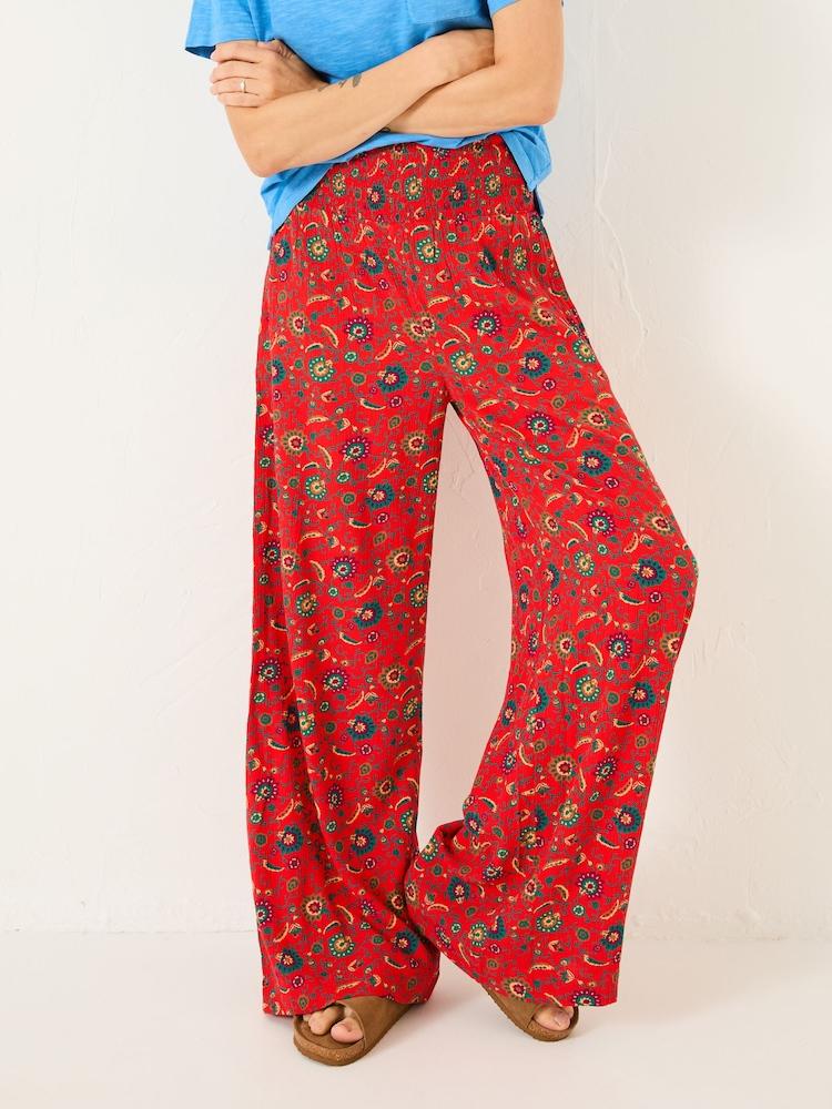 Fat Face Burnt Orange Utopia Paisley Wide Leg Palazzo Trousers