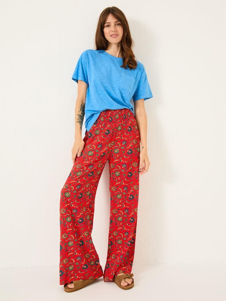 Fat Face Burnt Orange Utopia Paisley Wide Leg Palazzo Trousers