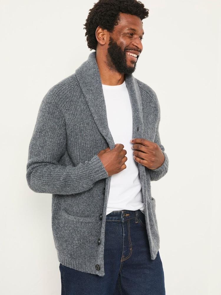 Fat Face Calder Charcoal Grey Shawl Collar Knitted Cardigan