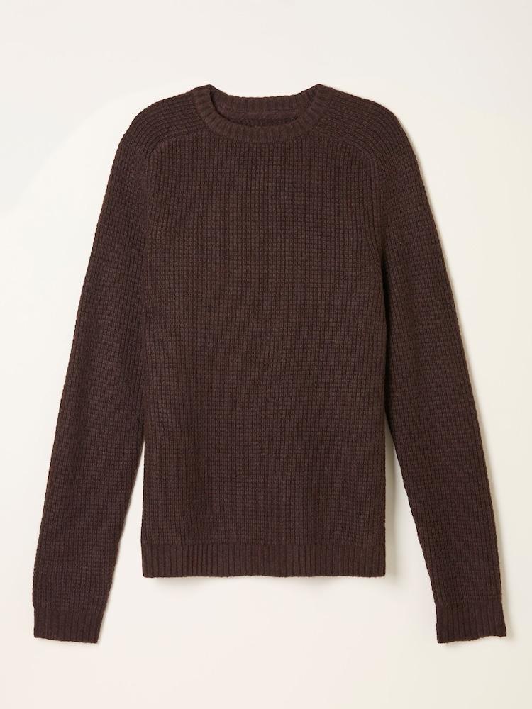 fat face Calder Chocolate Brown Crew Neck Knitted Jumper