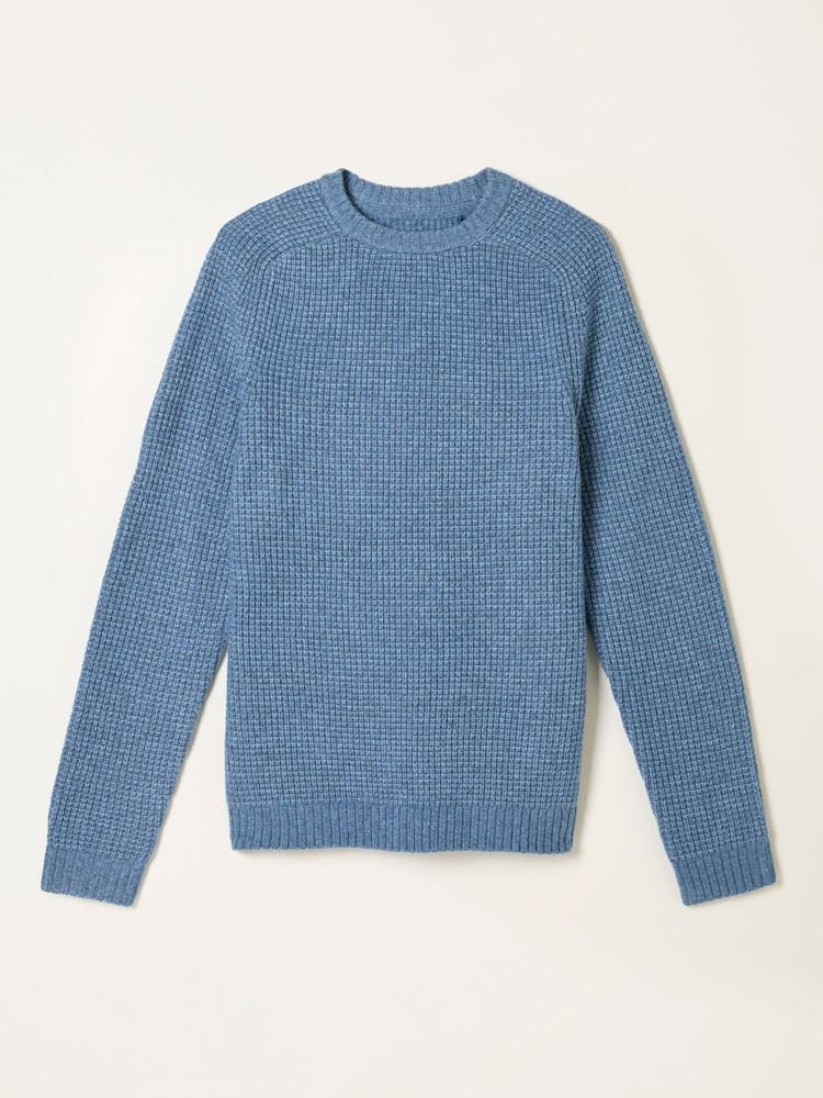 Fat Face Calder Light Vintage Blue Crew Neck Knitted Jumper
