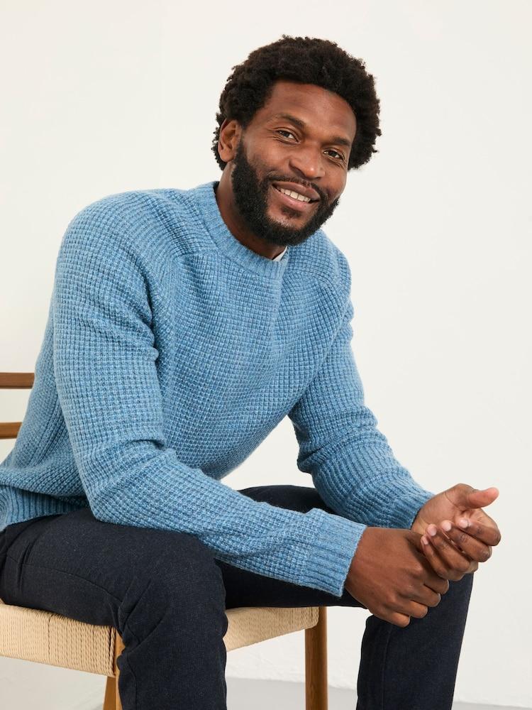 fat face Calder Light Vintage Blue Crew Neck Knitted Jumper