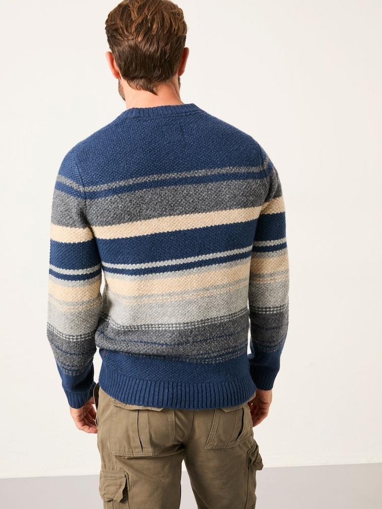 Fat Face Calder Navy Stripe Crew Neck Knitted Jumper