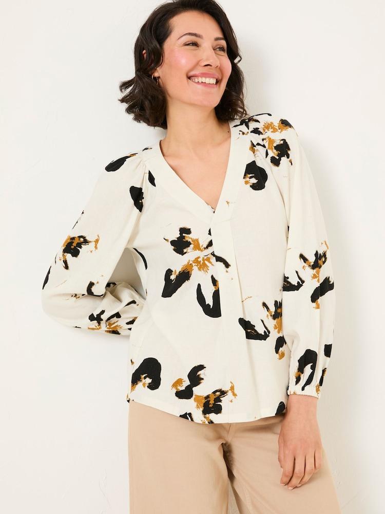 Fat Face Channon Multi Floral Placement V-Neck Blouse