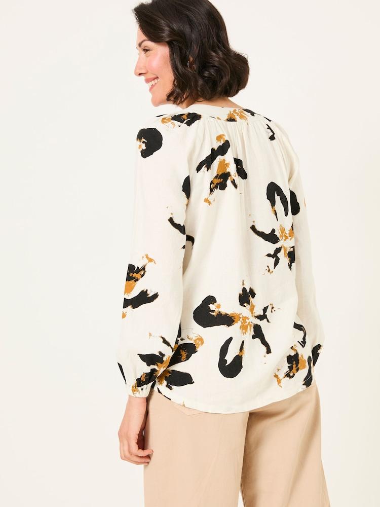 Fat Face Channon Multi Floral Placement V-Neck Blouse