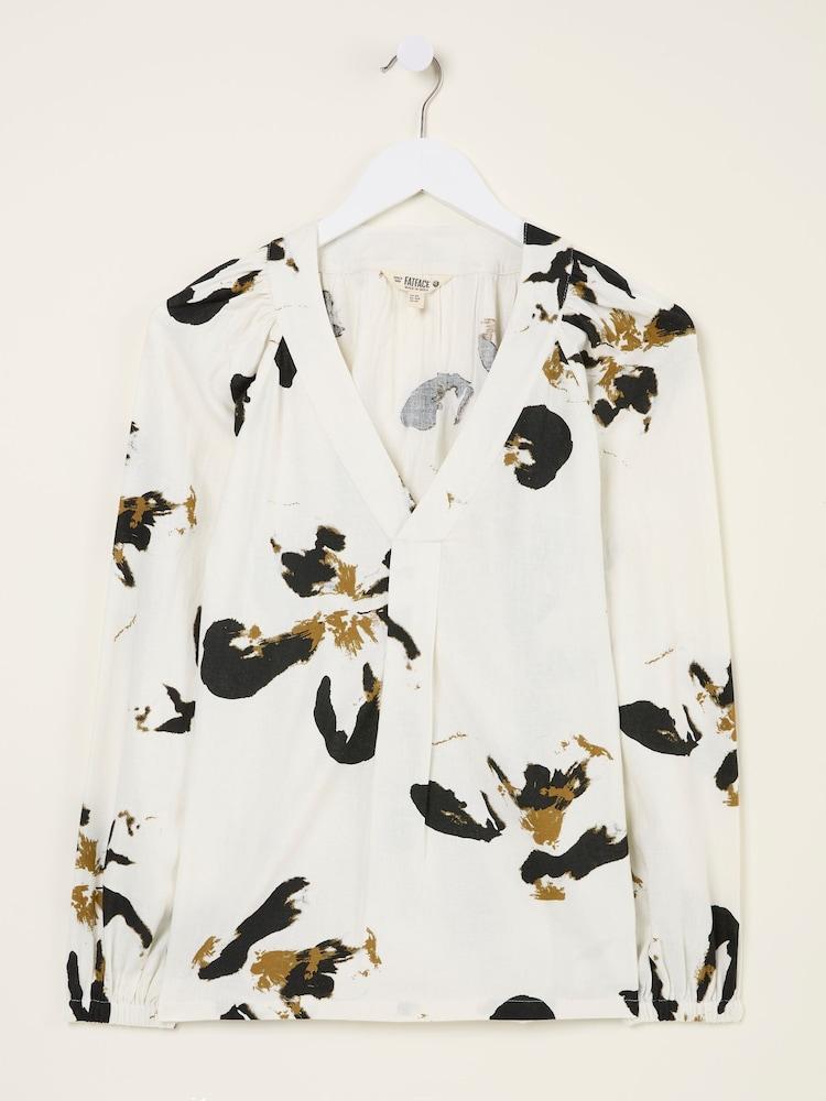 fat face Channon Multi Floral Placement V-Neck Blouse