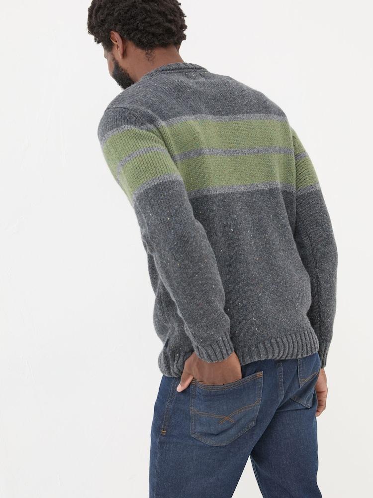 Fat Face Charcoal Grey Funtley Stripe Crew Neck Jumper