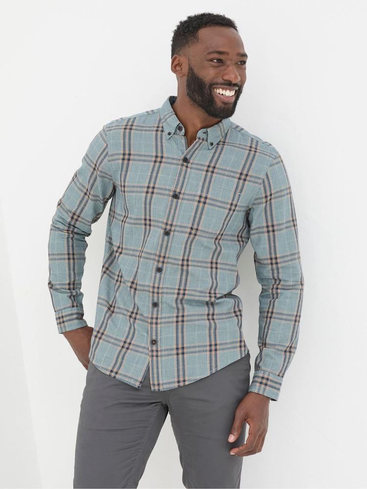 Fat Face Charlton Blue Long Sleeve Check 100% Cotton Shirt