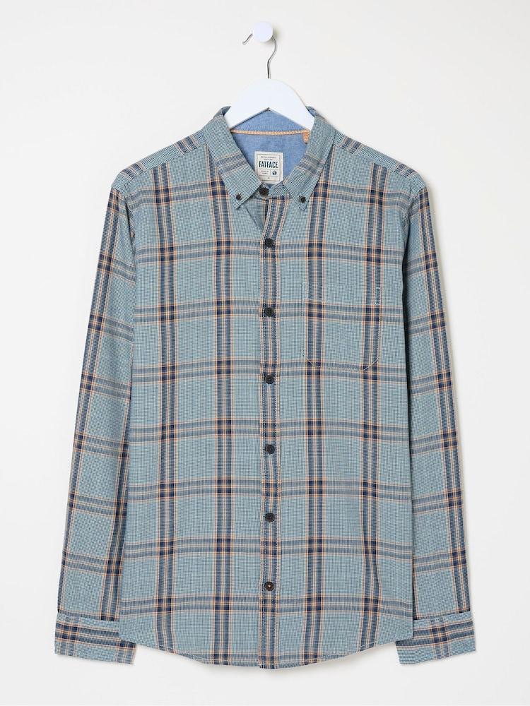 fat face Charlton Blue Long Sleeve Check 100% Cotton Shirt