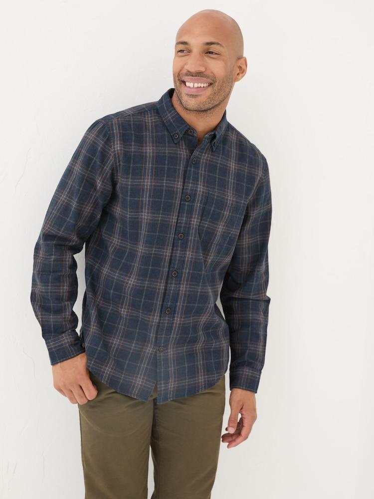 Fat Face Charlton Navy Long Sleeve Check 100% Cotton Shirt