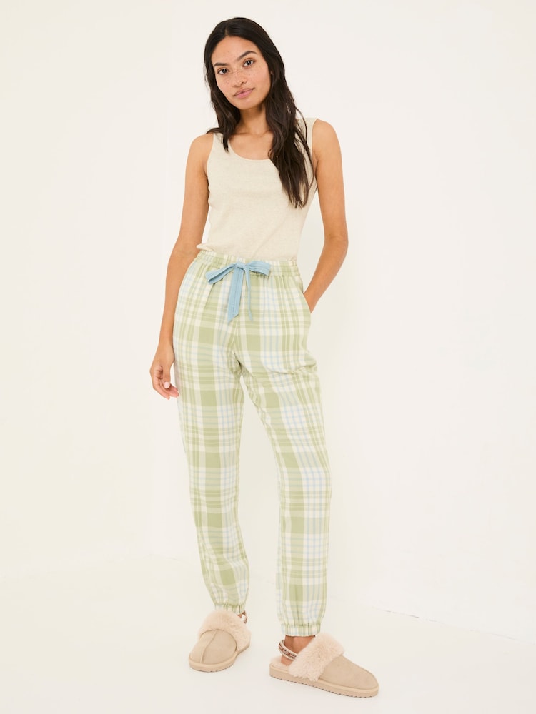 Fat Face Cora Green 100% Cotton Check Pyjama Bottoms