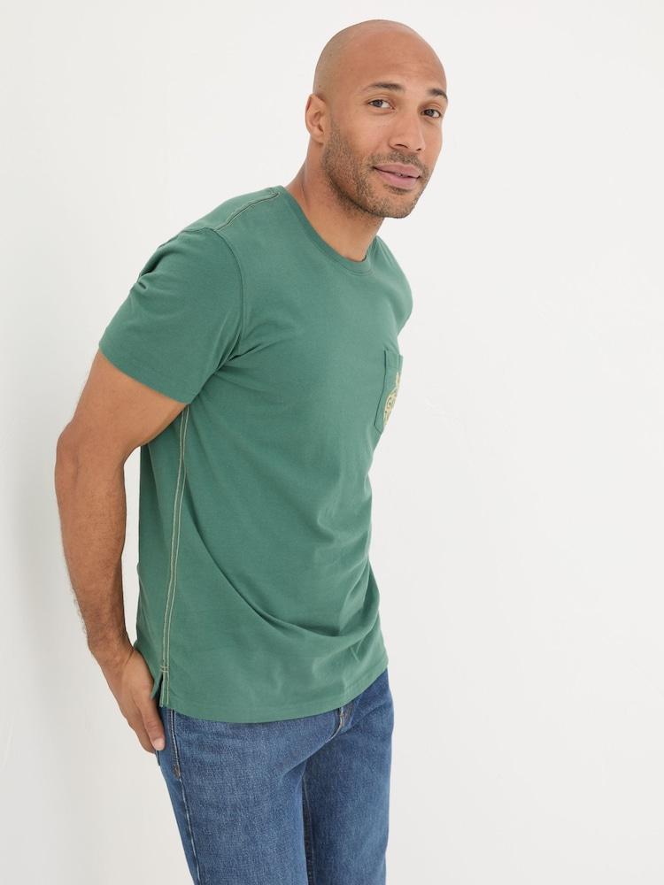 Fat Face Dark Green All Good In The Pud 100% Cotton T-Shirt