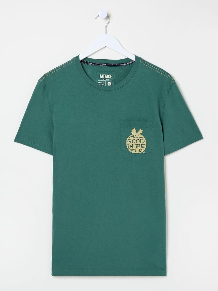 fat face Dark Green All Good In The Pud 100% Cotton T-Shirt