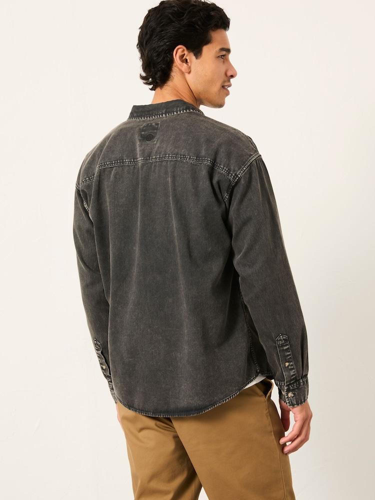 Fat Face Dark Grey Long Sleeve Relaxed Fit Garment Dye Utility Shirt