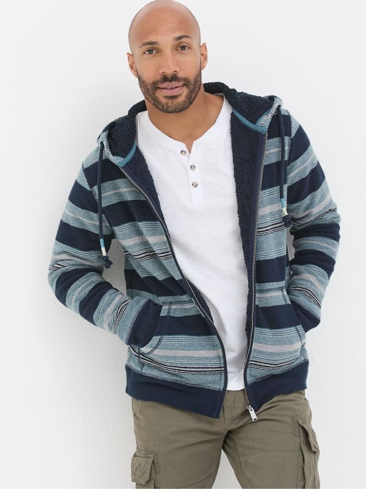 Fat Face Dark Navy Trescowe Fleece Zip Through 100% Cotton Hoodie