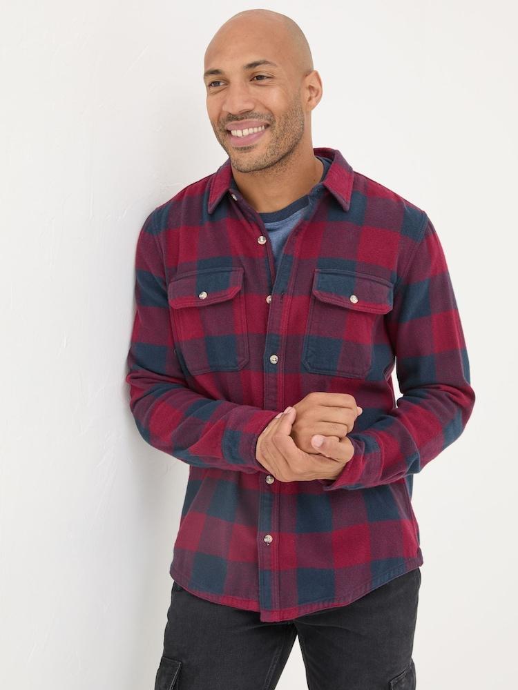 Fat Face Dark Red Long Sleeve Big Buffalo 100% Cotton Shirt