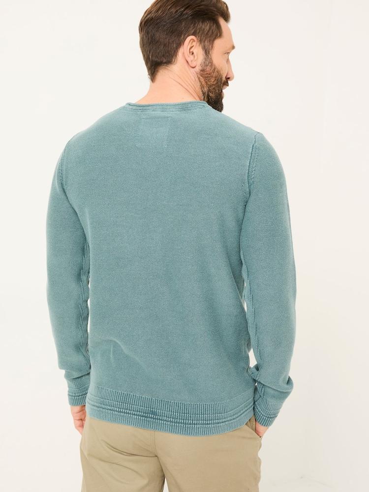 Fat Face Dark Teal Berwick Laundered Crew Neck Jumper