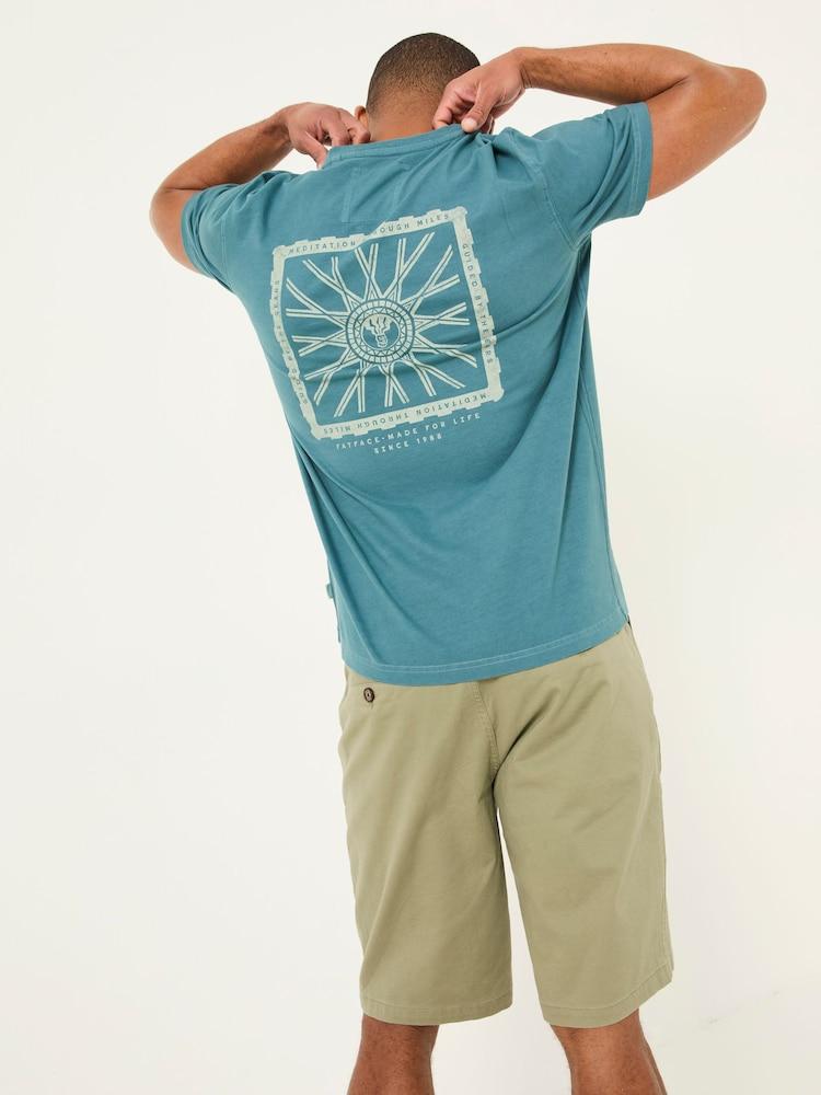 Fat Face Dark Teal Blue Bike Mandala Graphic Tshirt