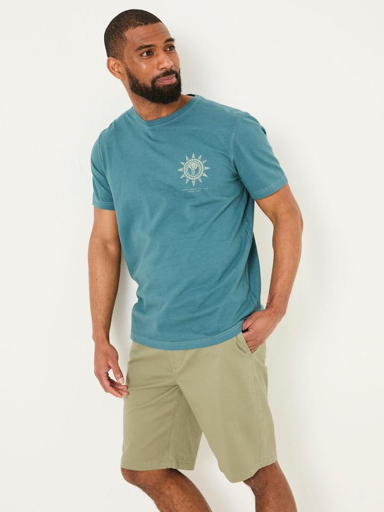 Fat Face Dark Teal Blue Bike Mandala Graphic Tshirt