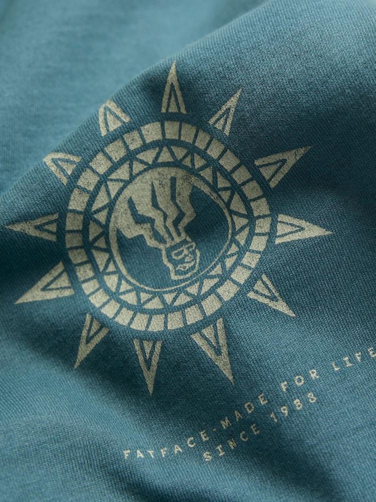 fat face Dark Teal Blue Bike Mandala Graphic Tshirt