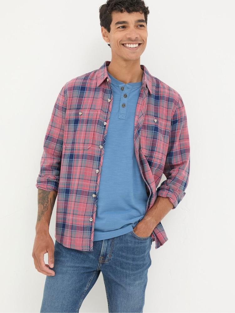 Fat Face Davington Pink 100% Cotton Long Sleeve Check Shirt