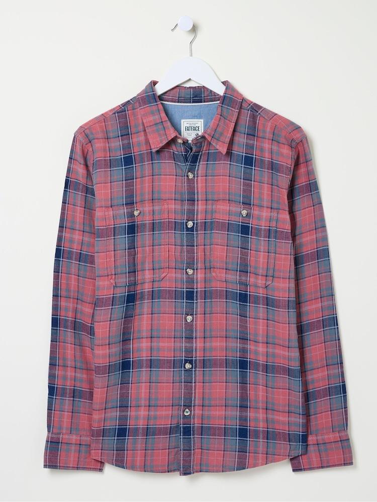fat face Davington Pink 100% Cotton Long Sleeve Check Shirt