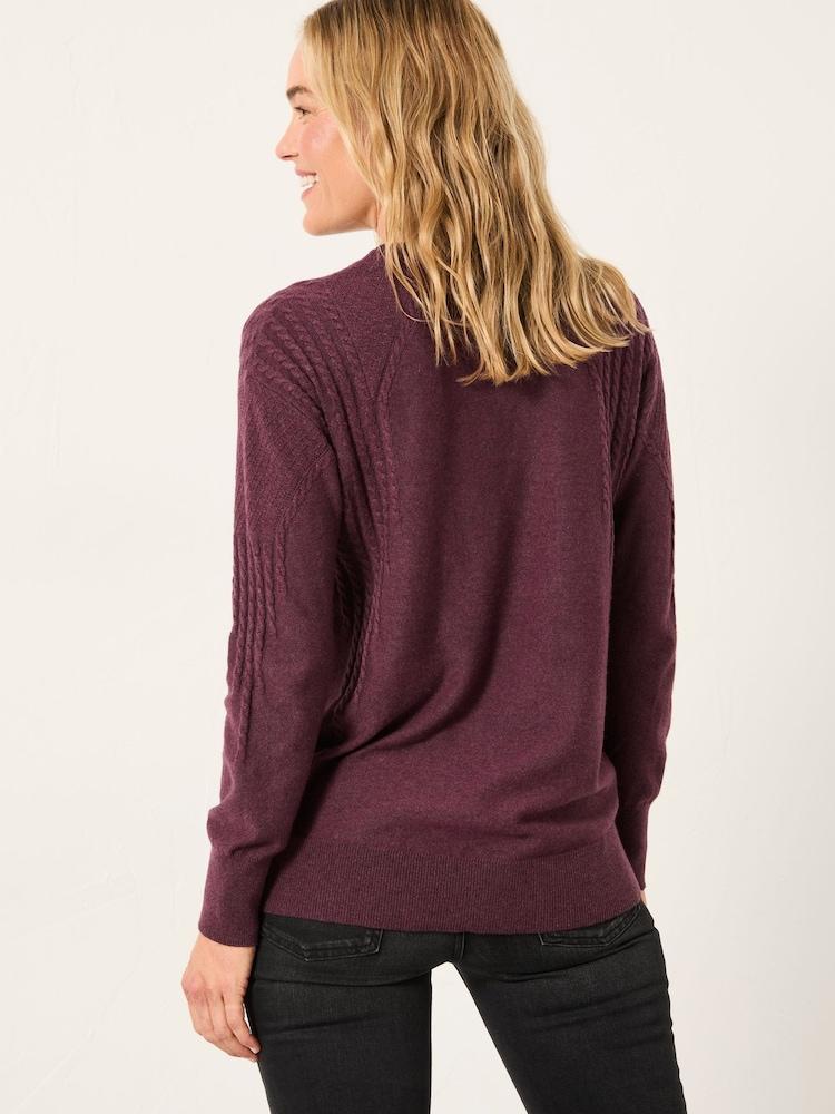 Fat Face Delphine Dusky Purple Fine Gauge V Neck Jumper