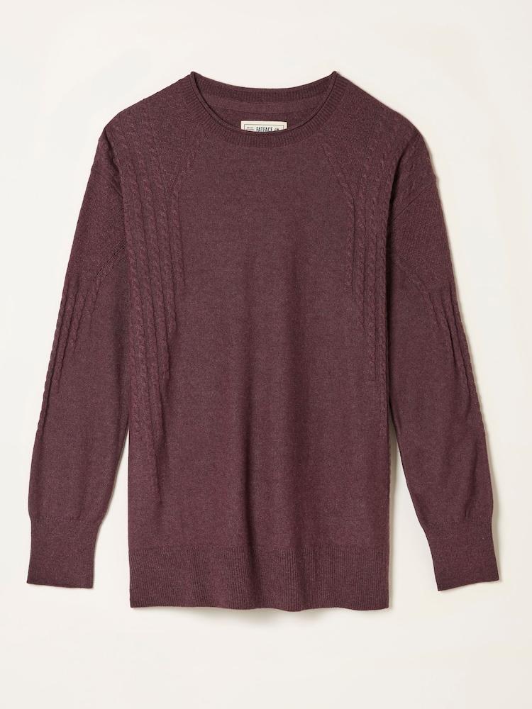 fat face Delphine Dusky Purple Fine Gauge V Neck Jumper