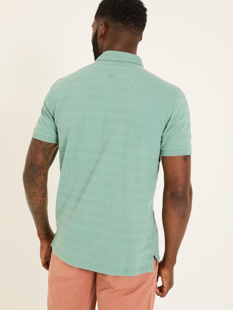 Fat Face Dusky Green 100% Cotton Jacquard Stripe Polo Shirt